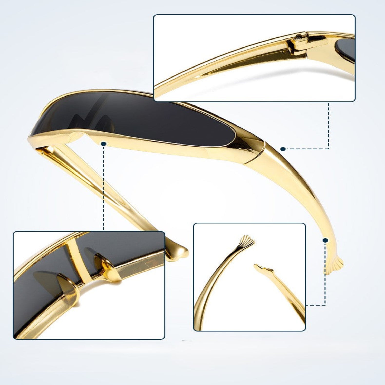 Gold Wraparound Mirror Sunglasses JLTG0191