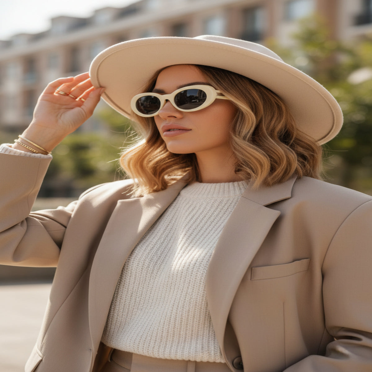 White Round Lens Sunglasses JLTG0198