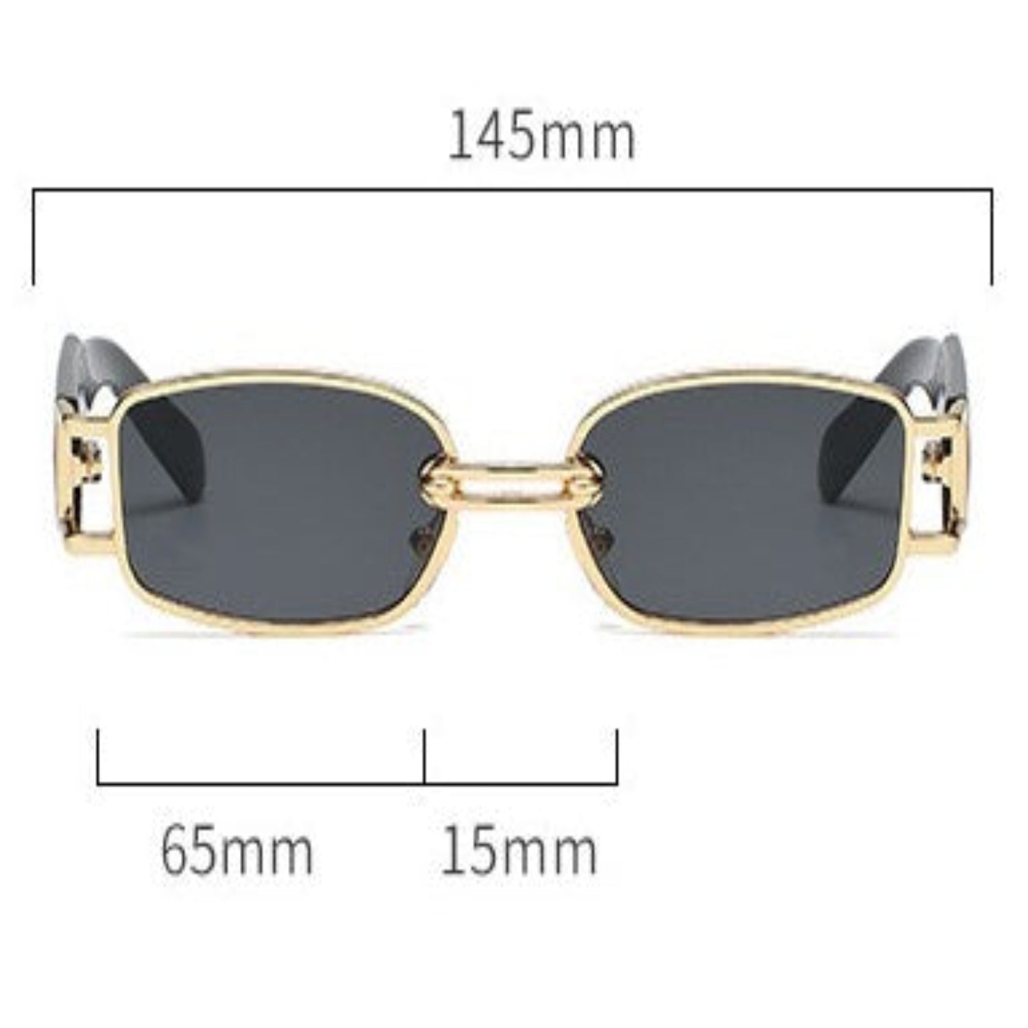 Black & Gold Rectangular Retro Sunglasses JLTG0208