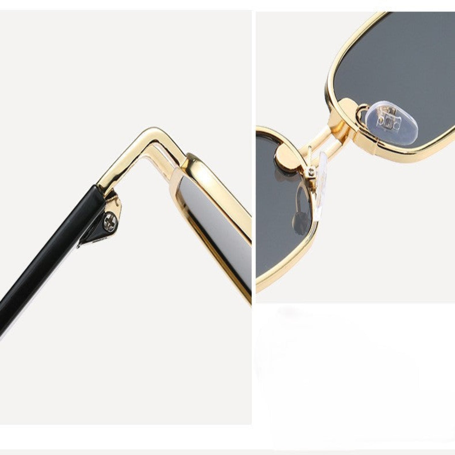 Black & Gold Rectangular Retro Sunglasses JLTG0208