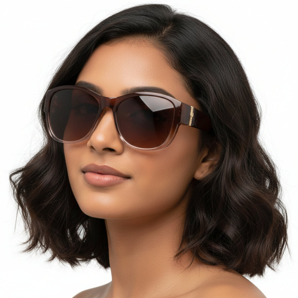 Brown Gradient Oversized Square Sunglasses JLTG0210
