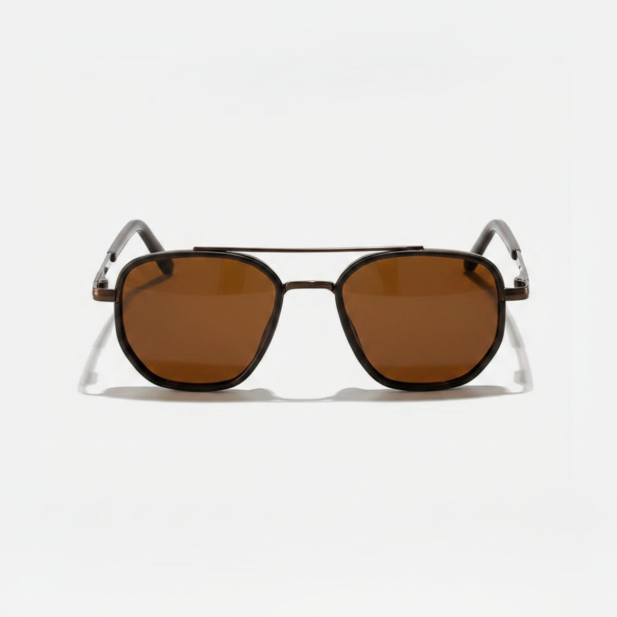 Brown Tinted Retro Square Metal Sunglasses JLTG0215