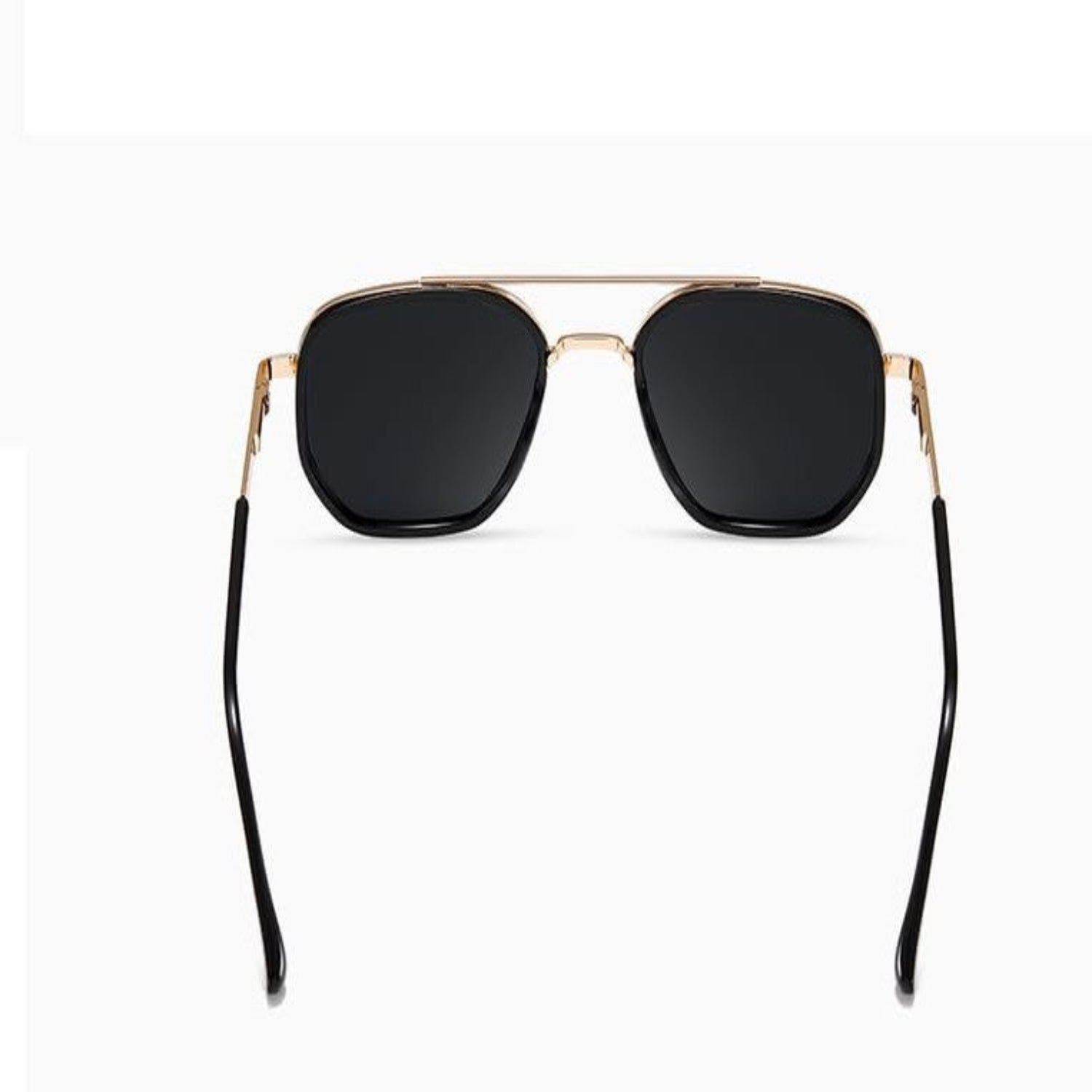 Black & Gold Tinted Retro Square Metal Sunglasses JLTG0217