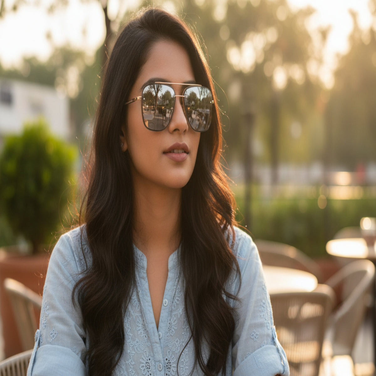 Gold Square Grey Sunglasses JLTG0218