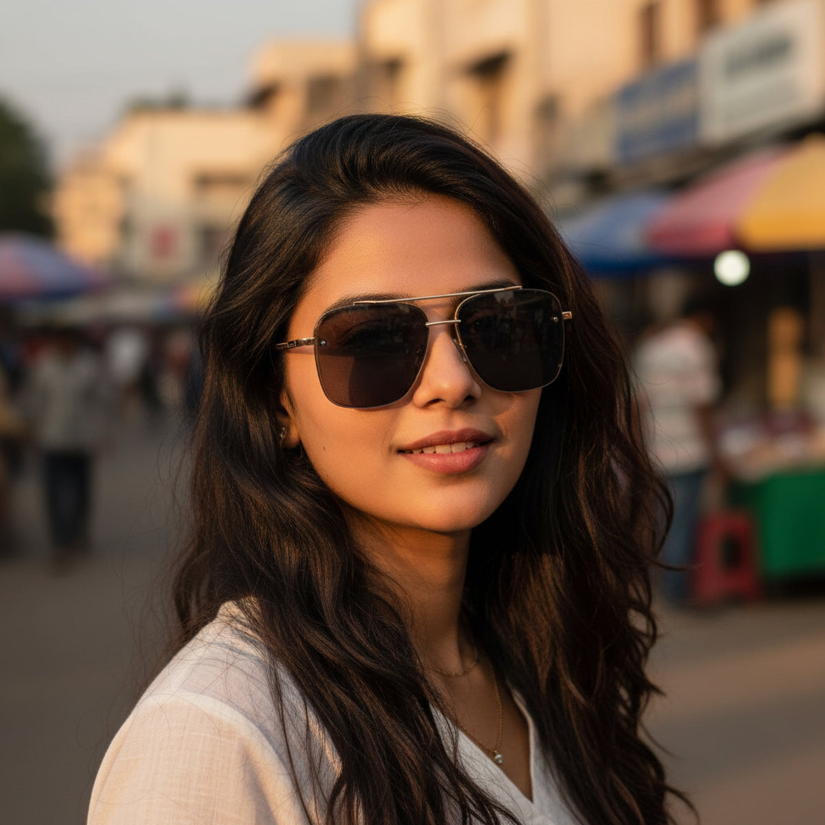 Gold Square Black Sunglasses JLTG0219