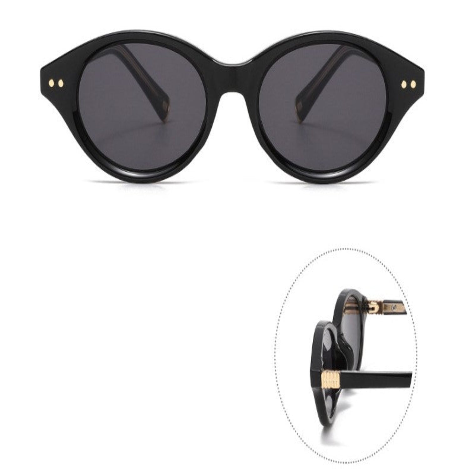 Black and Gold Oval Dual-Tone Sunglasses JLTG0221