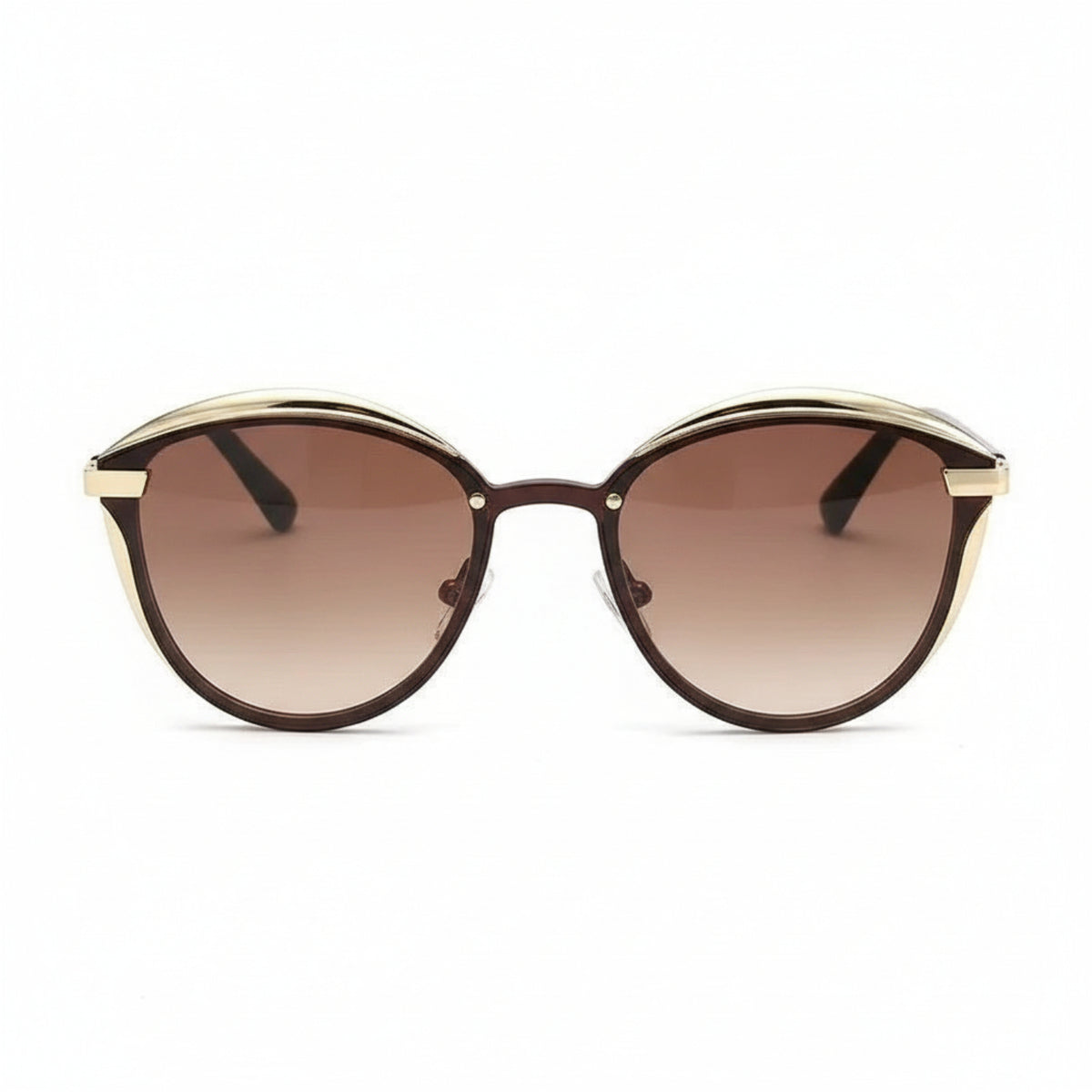 Light Brown Round Gold Sunglasses JLTG0233