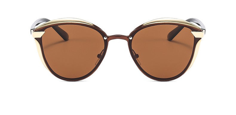 Brown Round Gold Sunglasses JLTG0234