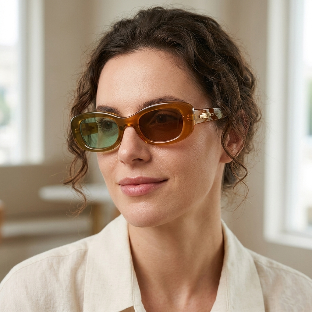 Retro Brown Oval Frame Sunglasses JLTG0242