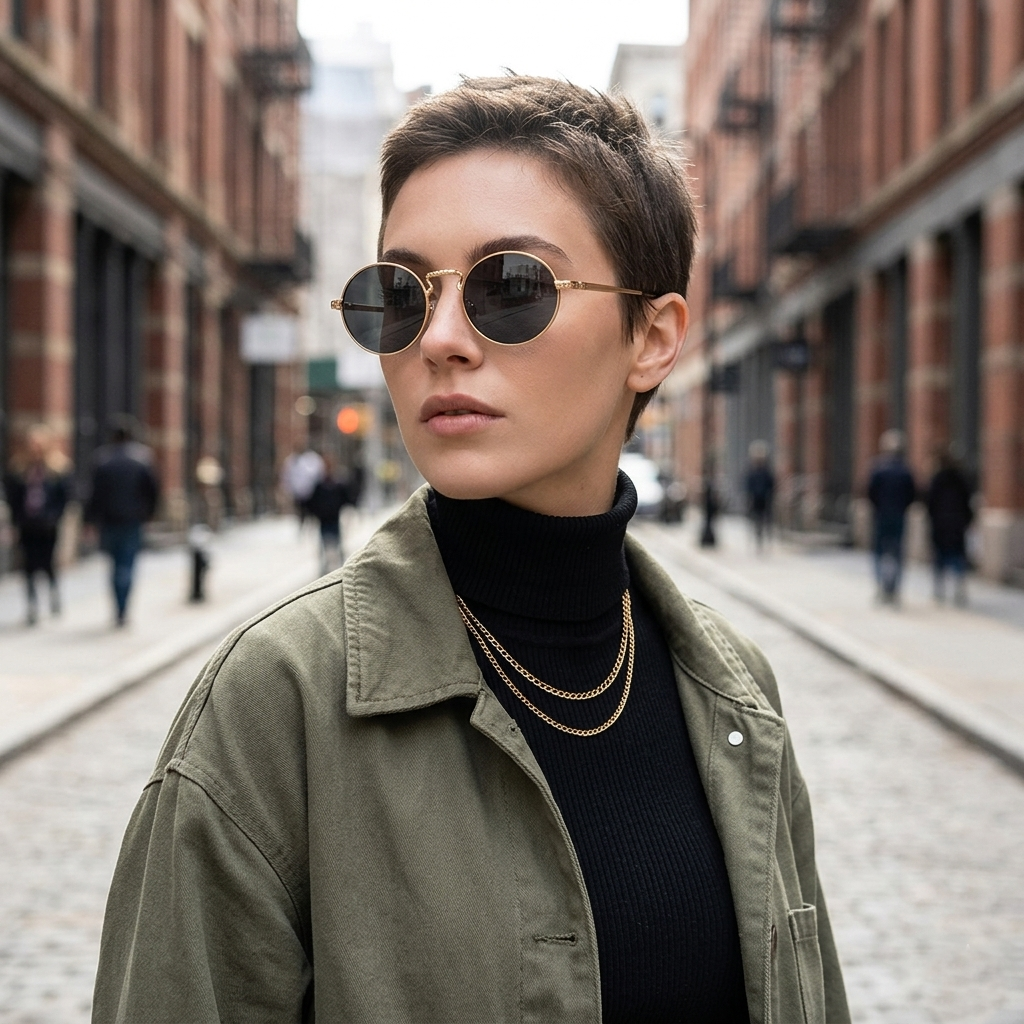 Vintage Gold Gray Round Sunglasses JLTG0245