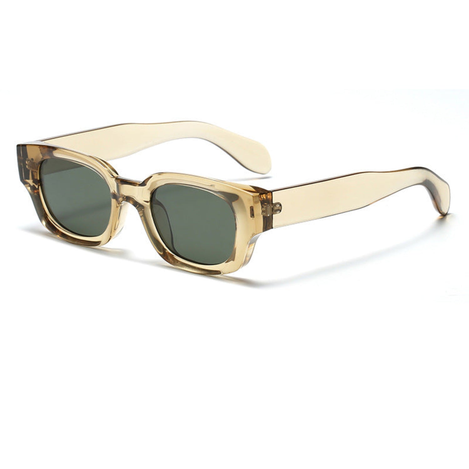 Trendy Brown Green Square Sunglasses JLTG0253