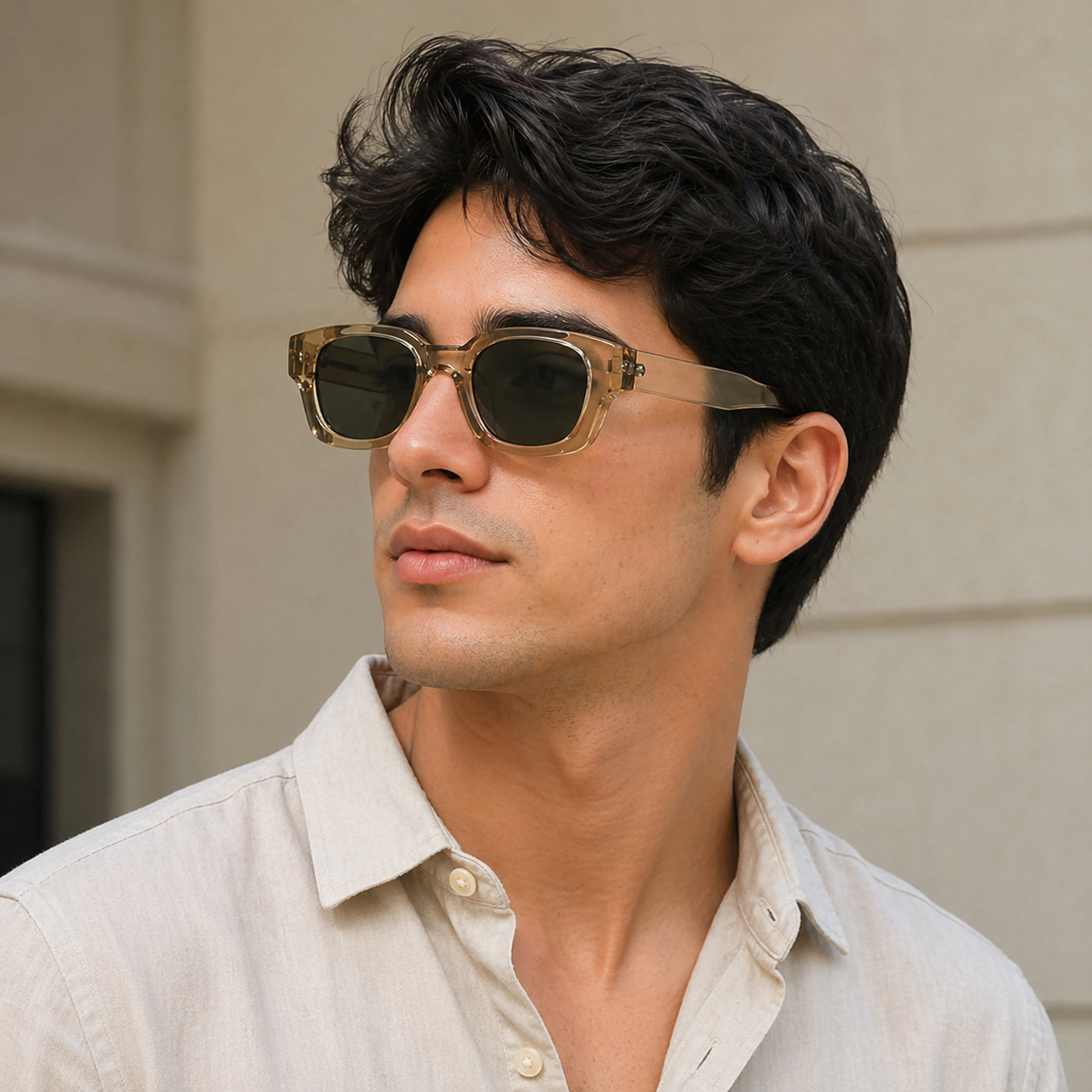 Trendy Brown Green Square Sunglasses JLTG0253