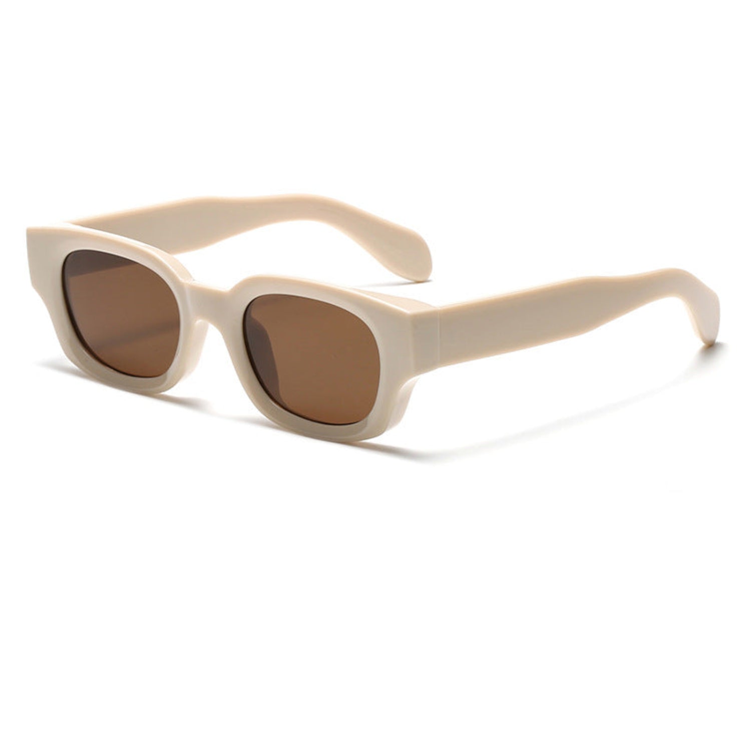 Trendy White Brown Square Sunglasses JLTG0254