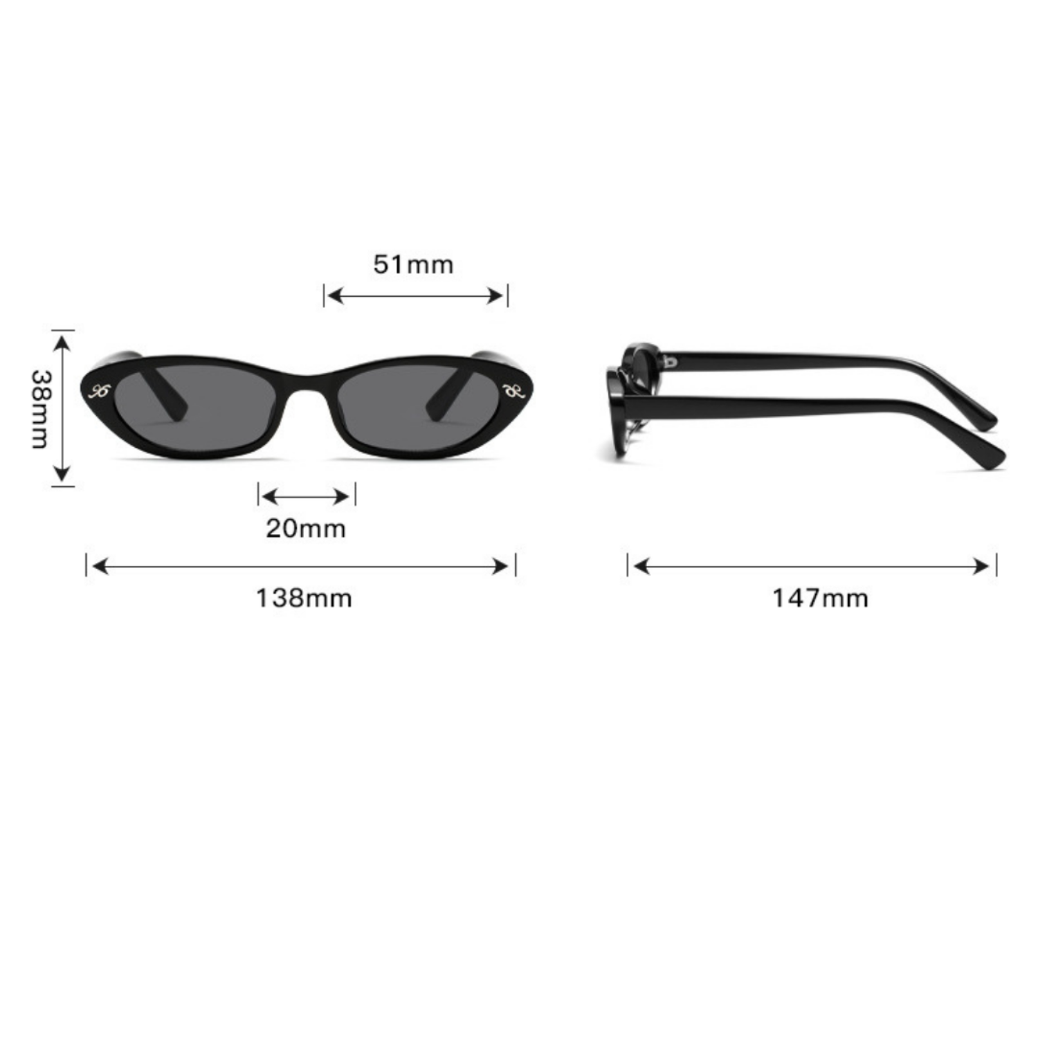 Classic Black Oval Frame Sunglasses JLTG0257