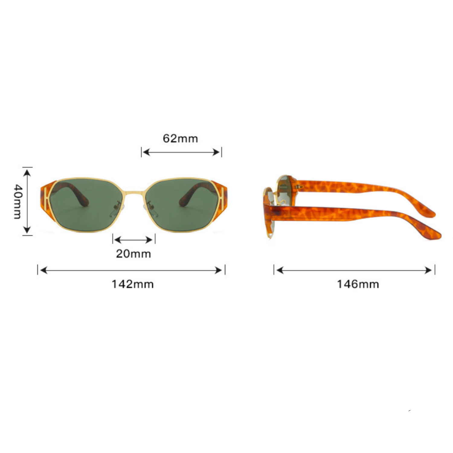 Gold Tortoise Green Lens Sunglasses JLTG0262