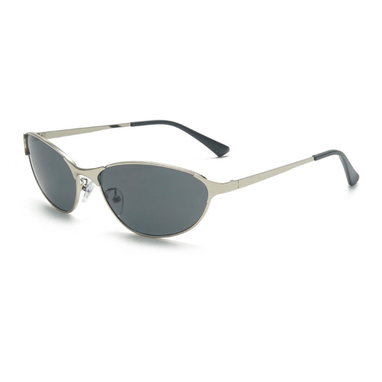 Sleek Silver Black Wrap Sunglasses JLTG0264