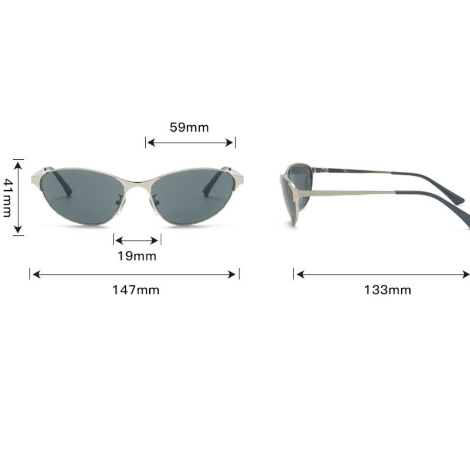 Sleek Silver Black Wrap Sunglasses JLTG0264