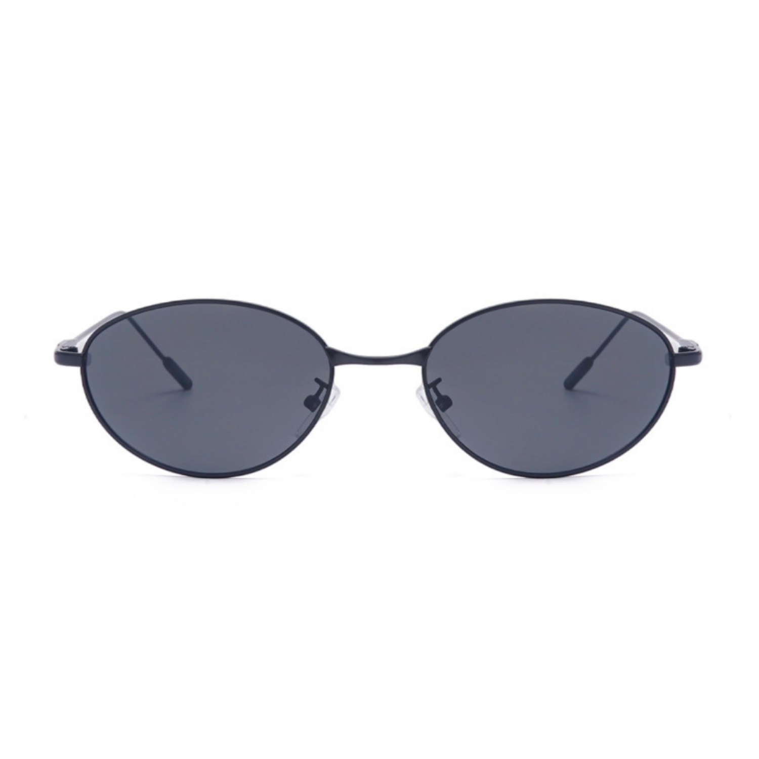 Sleek Black Oval Metal Sunglasses JLTG0267