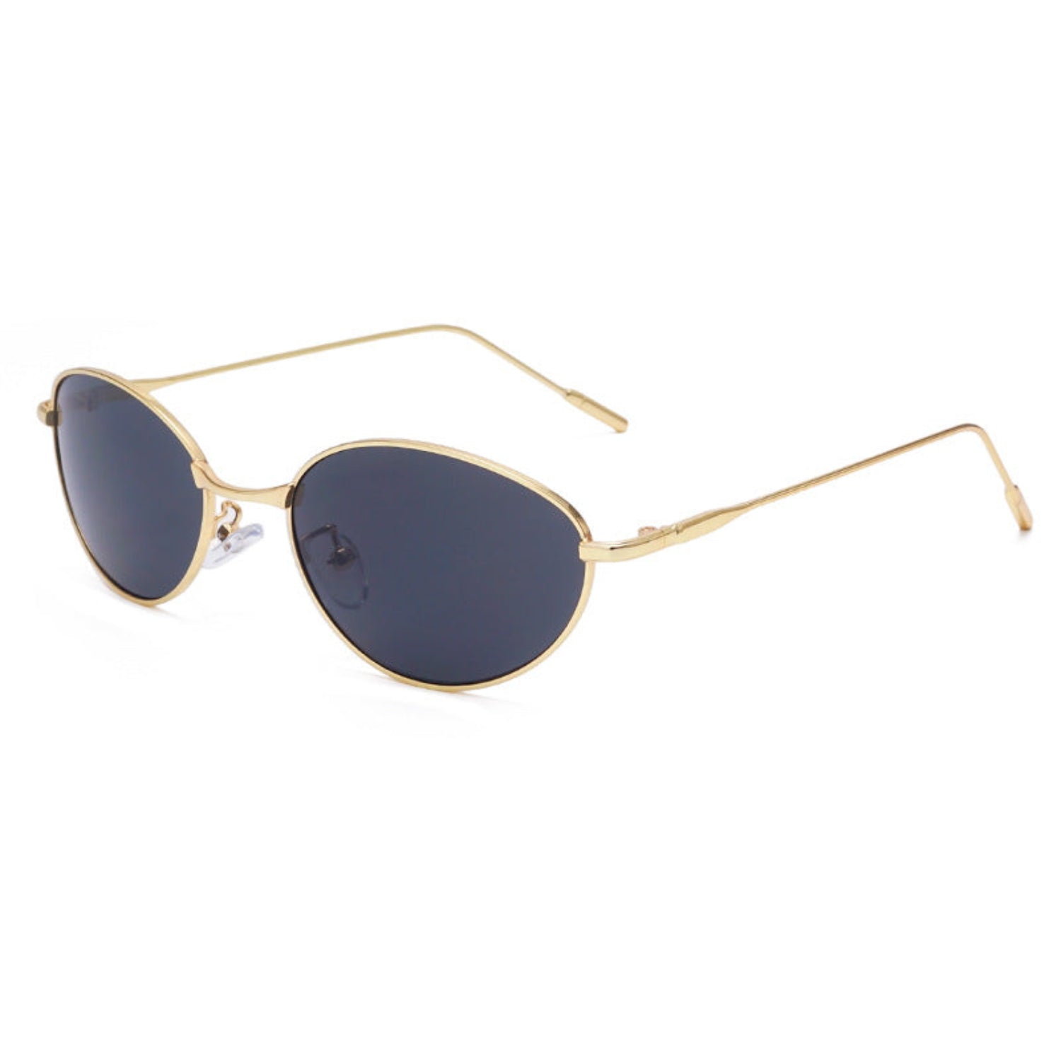 Sleek Gold Oval Metal Sunglasses JLTG0268