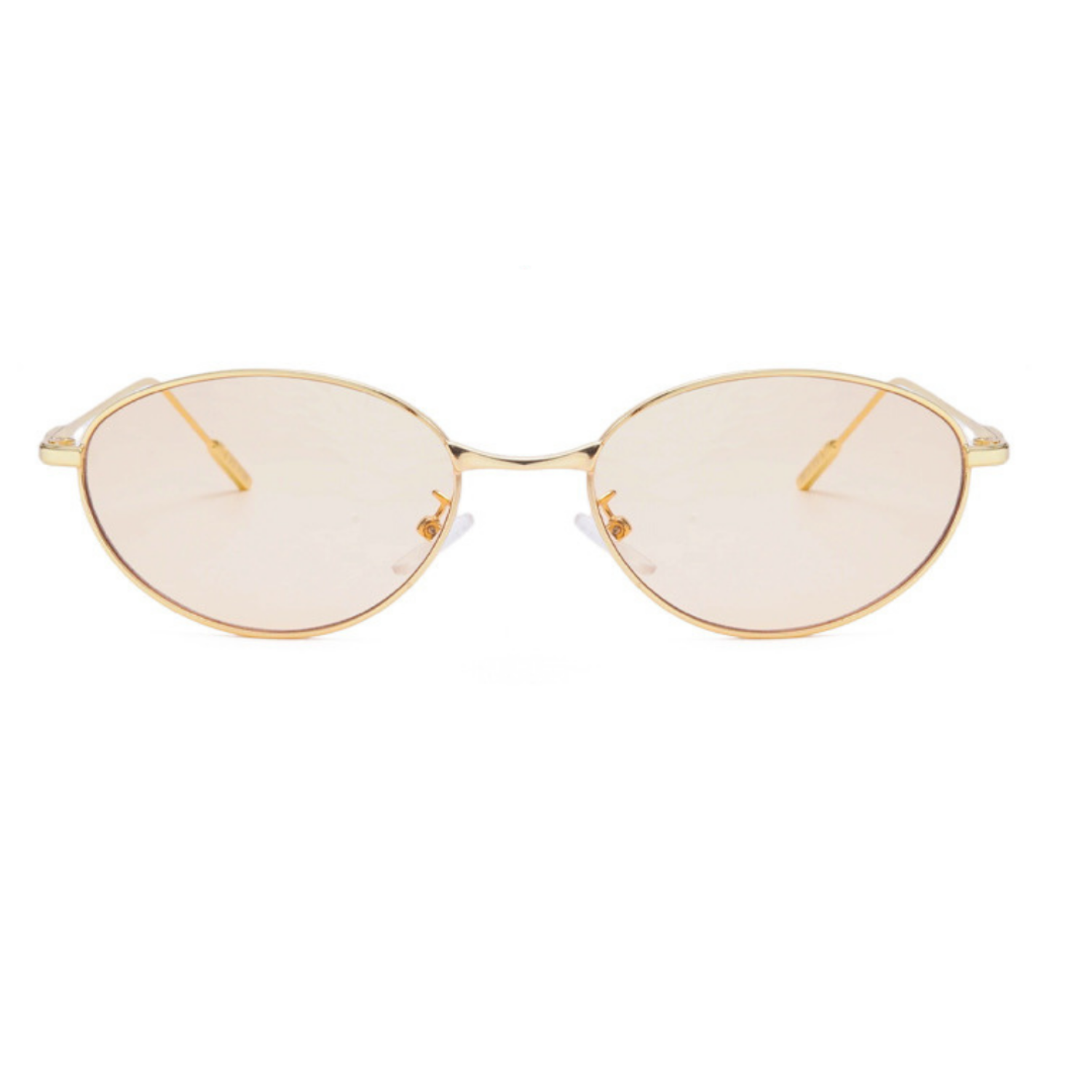 Sleek White Oval Metal Sunglasses JLTG0269