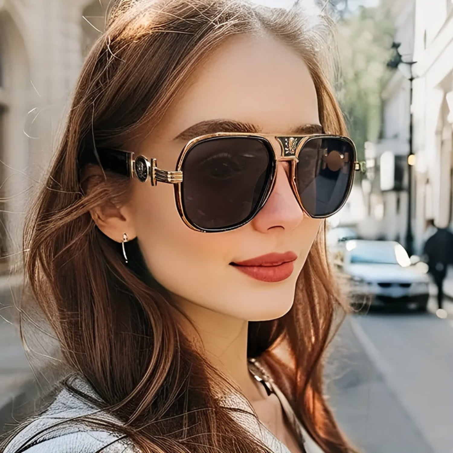 Gold Black Square Sunglasses JLTG0272