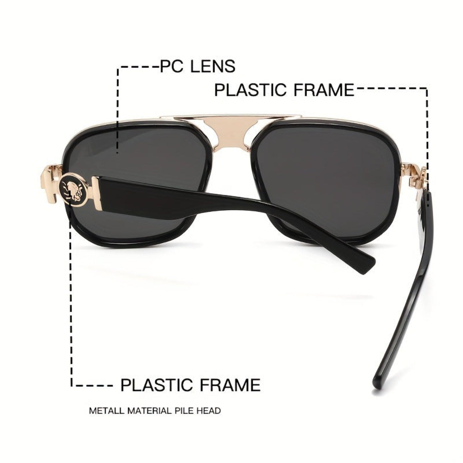 Gold Black Square Sunglasses JLTG0272