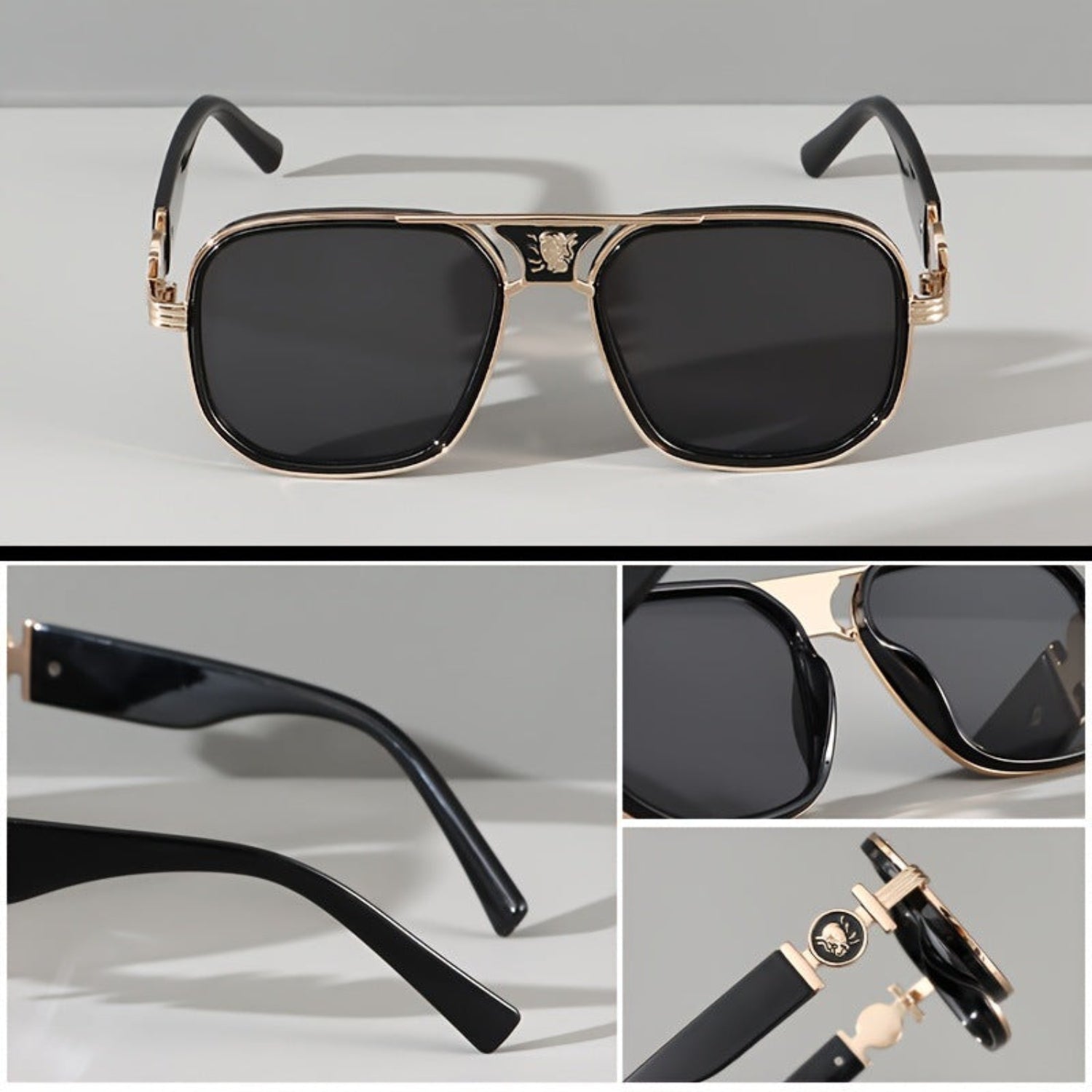 Gold Black Square Sunglasses JLTG0272