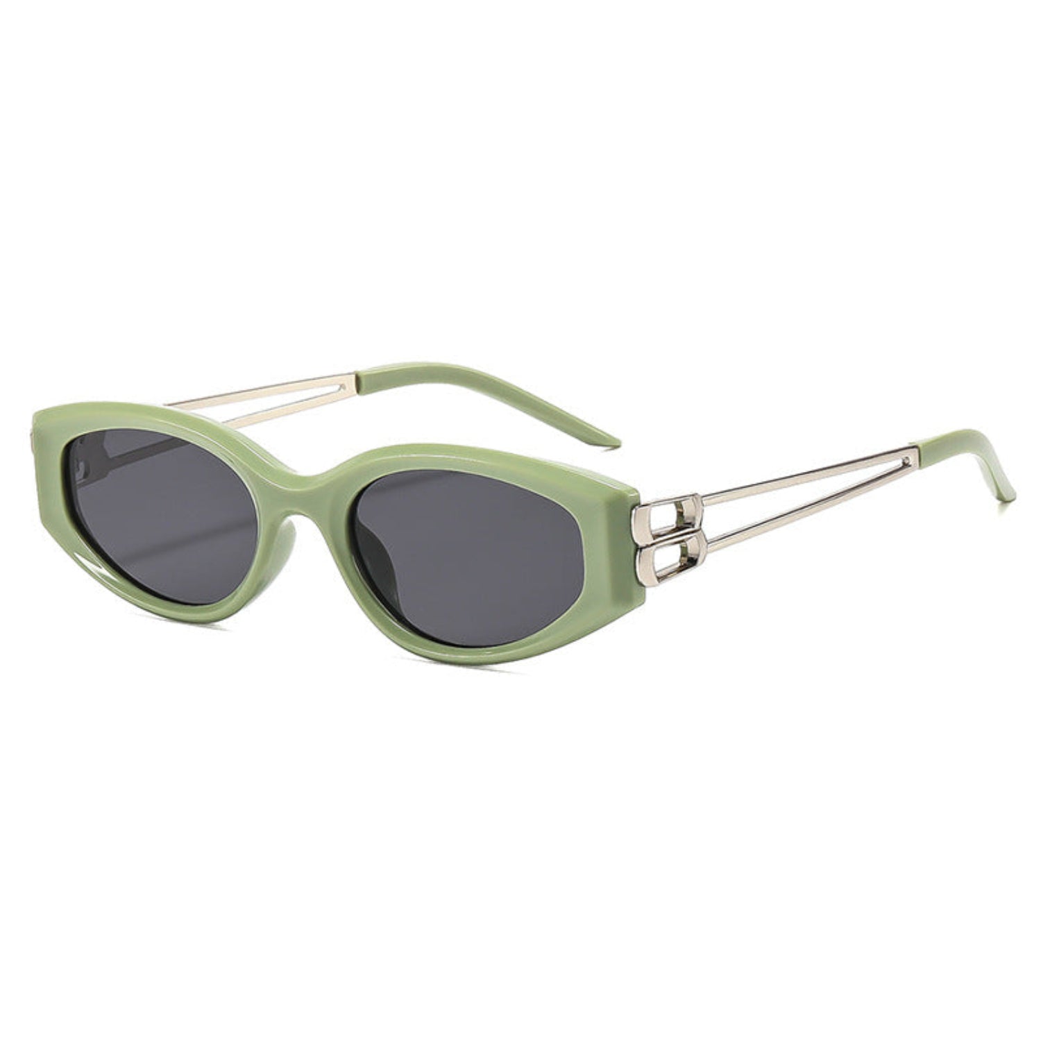 Retro Green Gray Oval Sunglasses JLTG0279