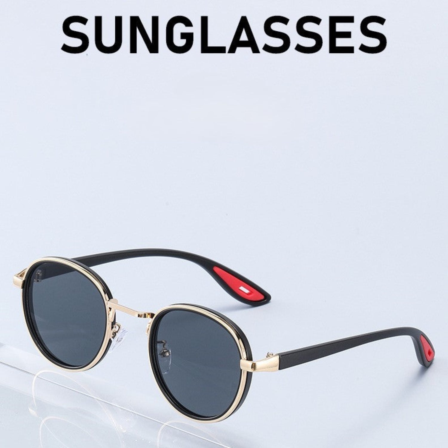 Matte Black Round Sporty Sunglasses JLTG0280