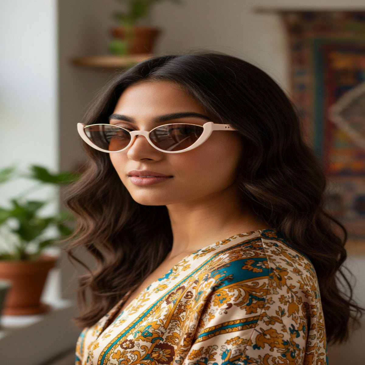 White Shell Cat-Eye Brown Sunglasses JLTG0290