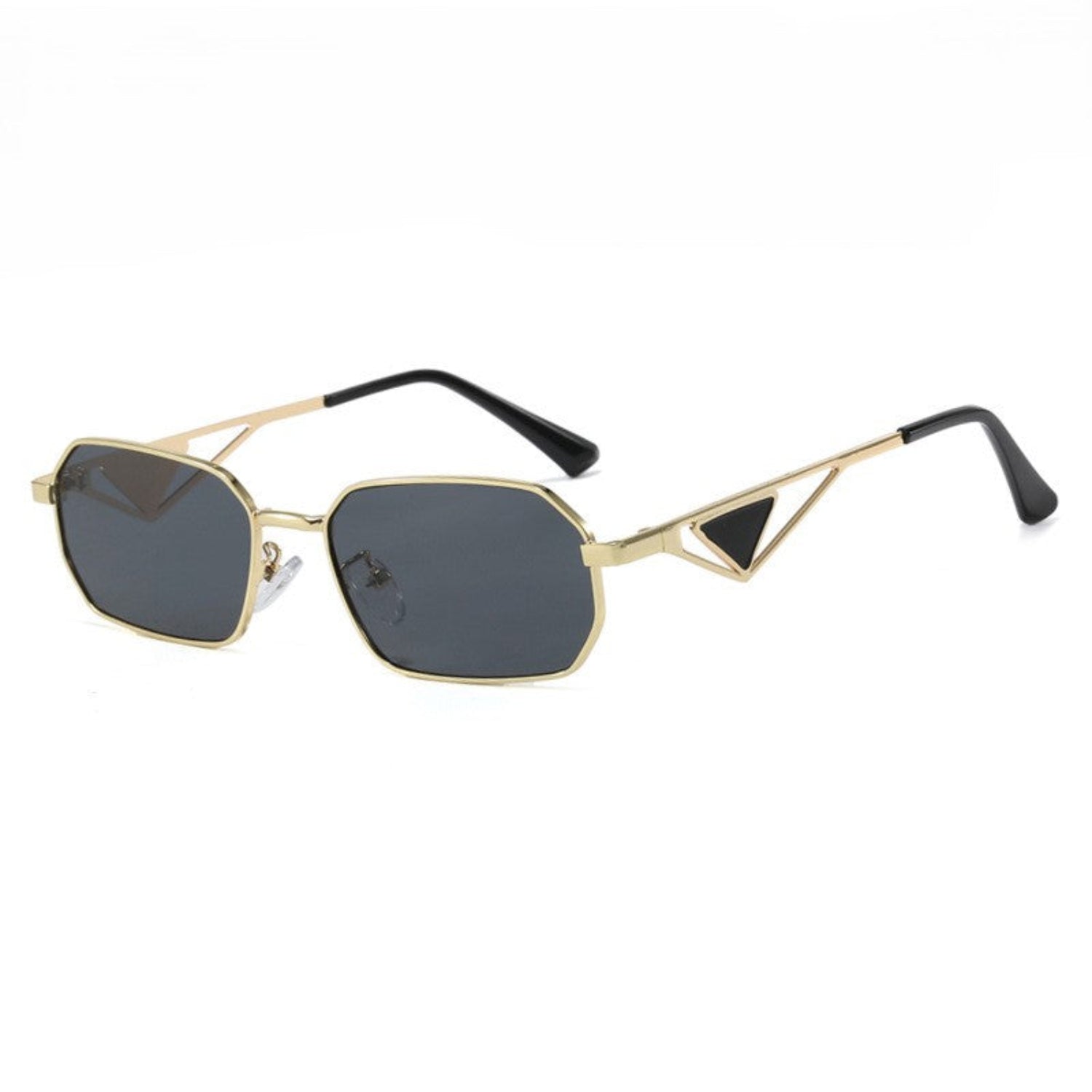 Gold Hexagon Frame Black Sunglasses JLTG0291