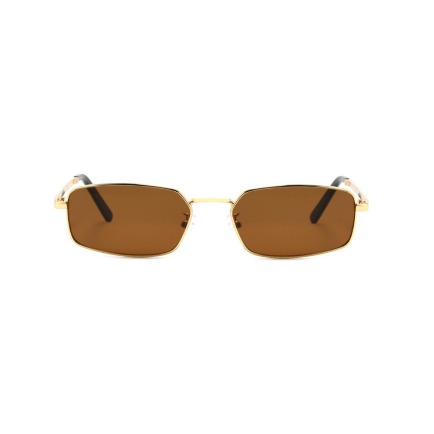 Gold Rectangular Frame Brown Sunglasses JLTG0294