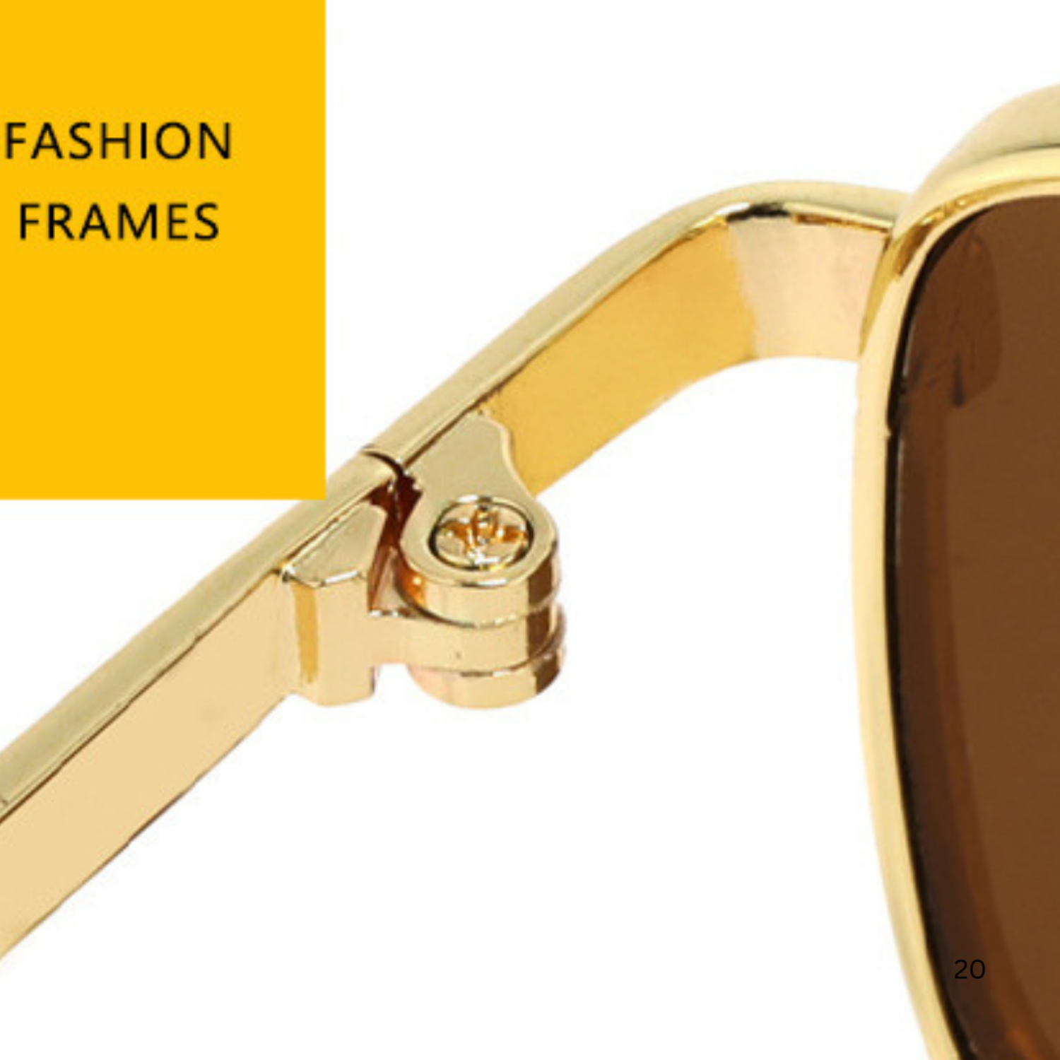 Gold Rectangular Frame Brown Sunglasses JLTG0294