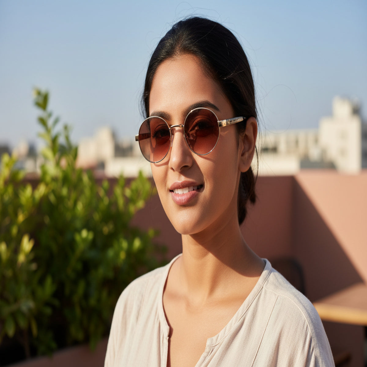 Gold Round Tortoise Brown Sunglasses JLTG0295