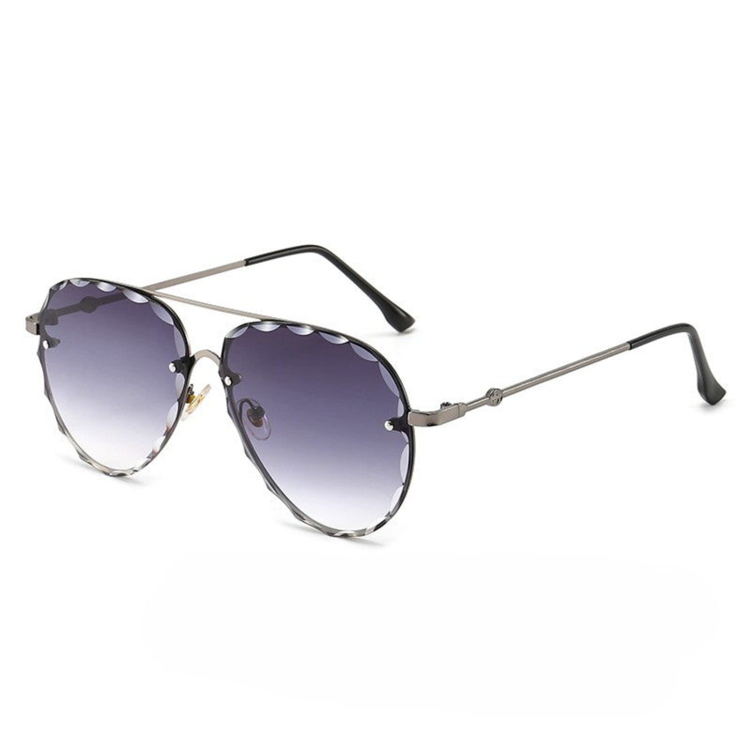 Rimless Gold Scalloped Gray Sunglasses JLTG0307
