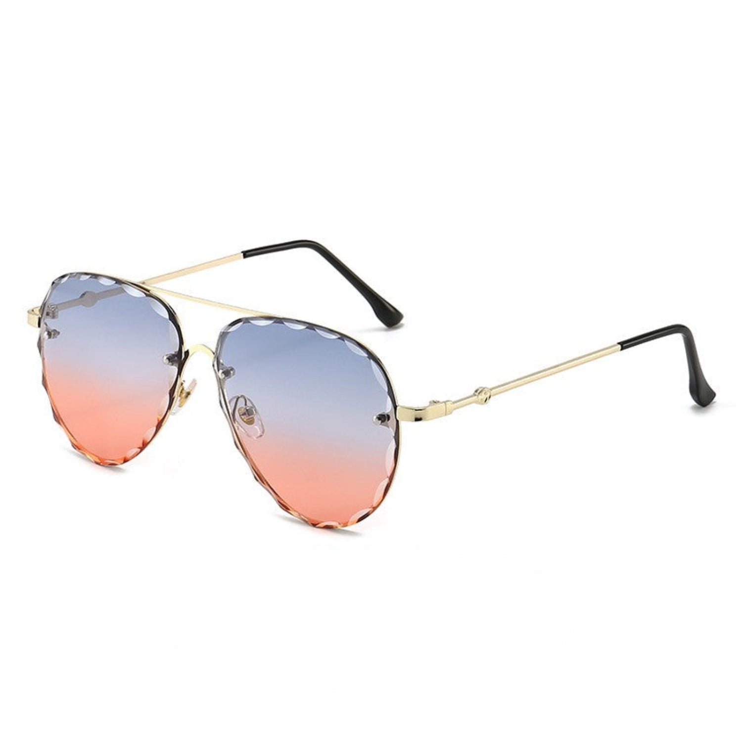 Rimless Gold Scalloped Multi Sunglasses JLTG0308