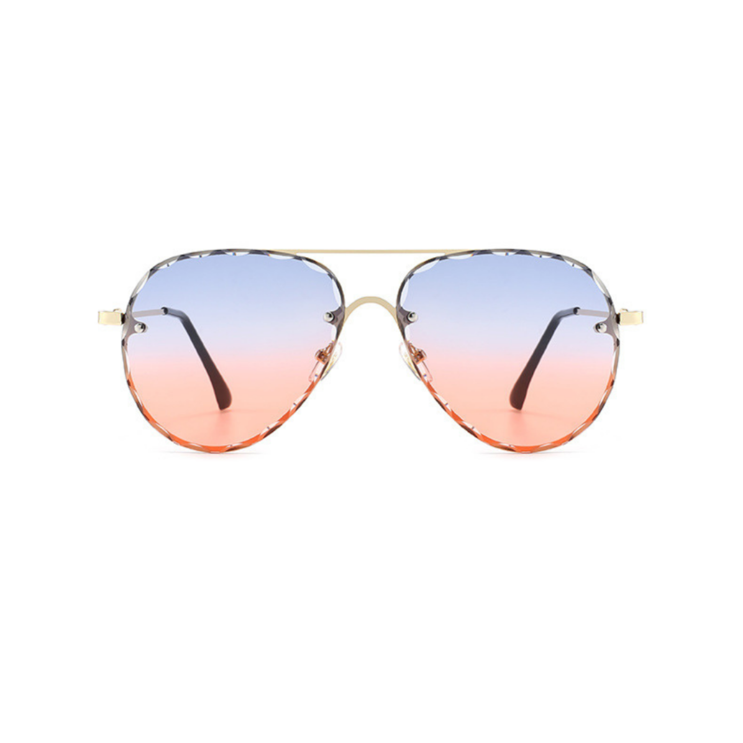 Rimless Gold Scalloped Multi Sunglasses JLTG0308