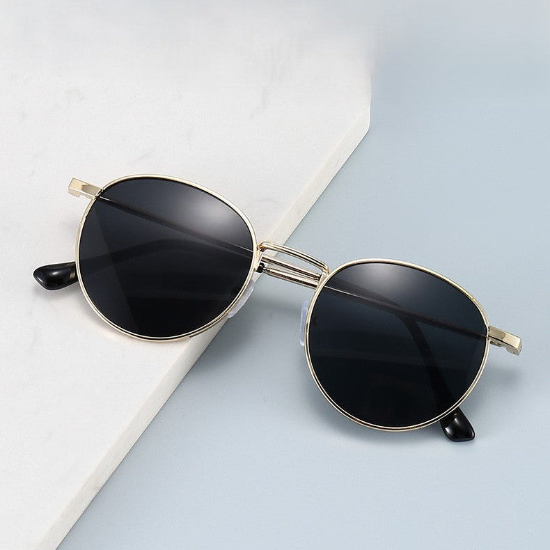 Gold Round Frame Black Sunglasses JLTG0309