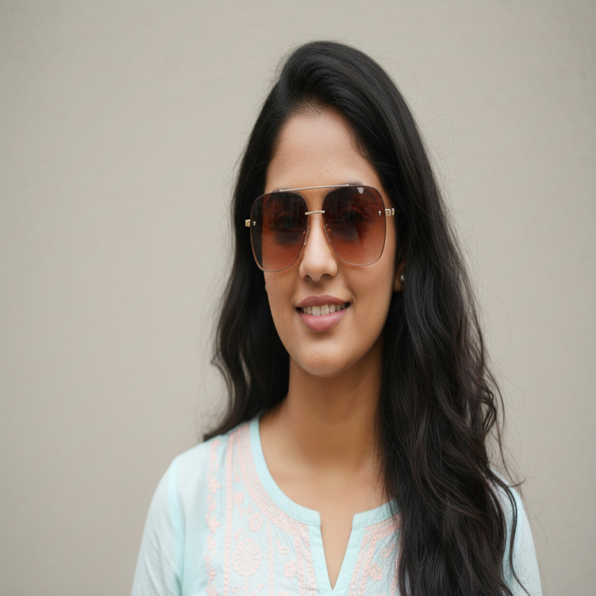 Gold Rimless Brown Gradient Sunglasses JLTG0315