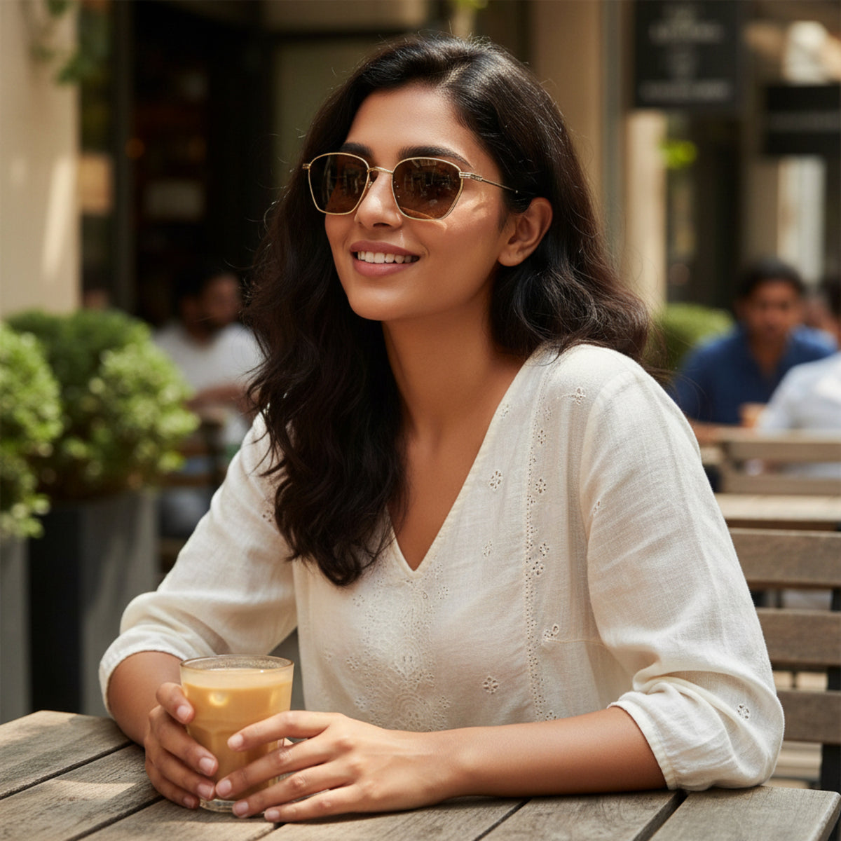 Gold Hexagon Brown Gradient Sunglasses JLTG0318