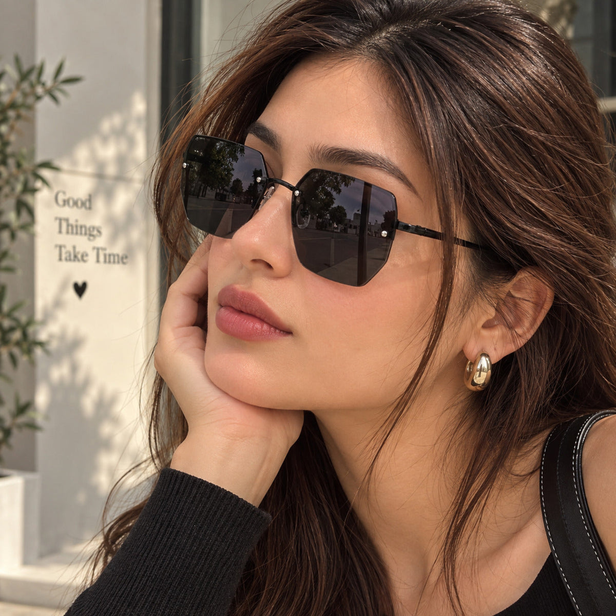 Rimless Gold Black Gradient Sunglasses JLTG0320