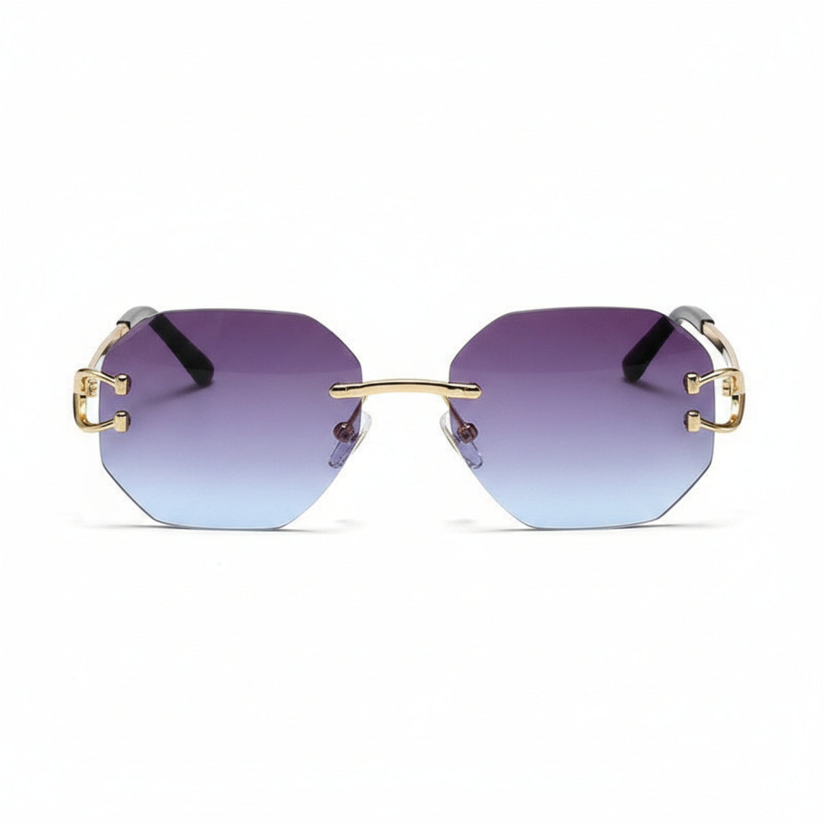 Gold Rimless Blue Gradient Sunglasses JLTG0323