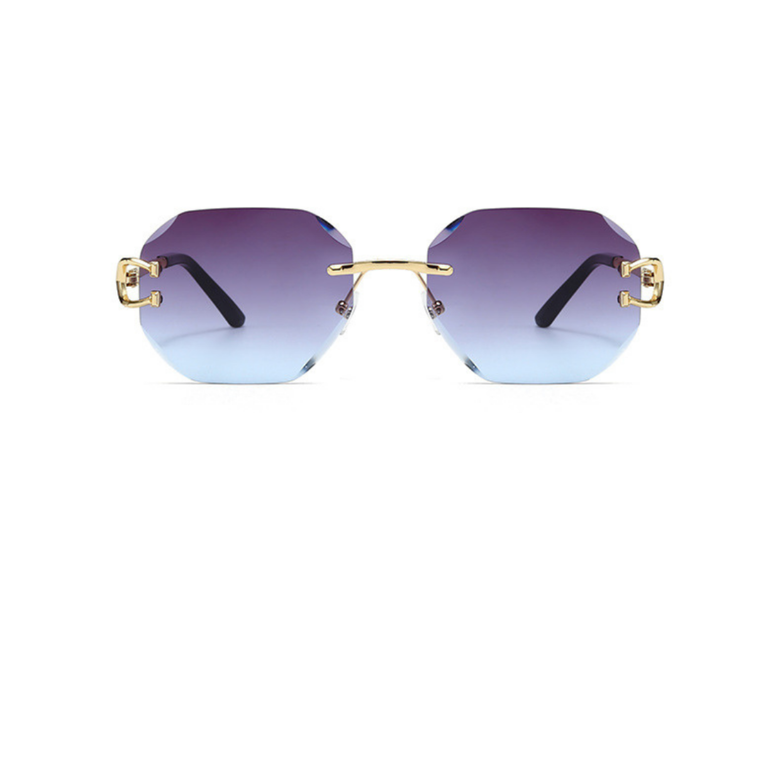 Gold Rimless Blue Gradient Sunglasses JLTG0323