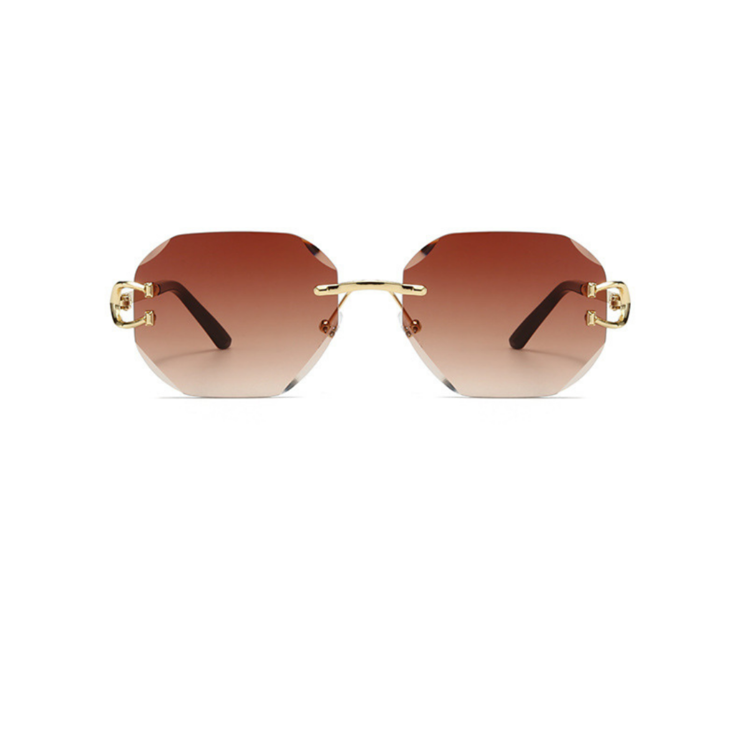 Gold Rimless Brown Sunglasses JLTG0324
