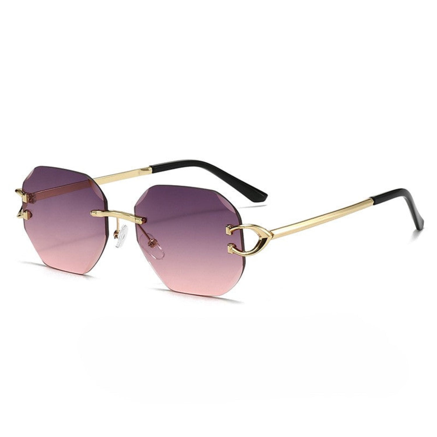 Gold Rimless Pink Gradient Sunglasses JLTG0325