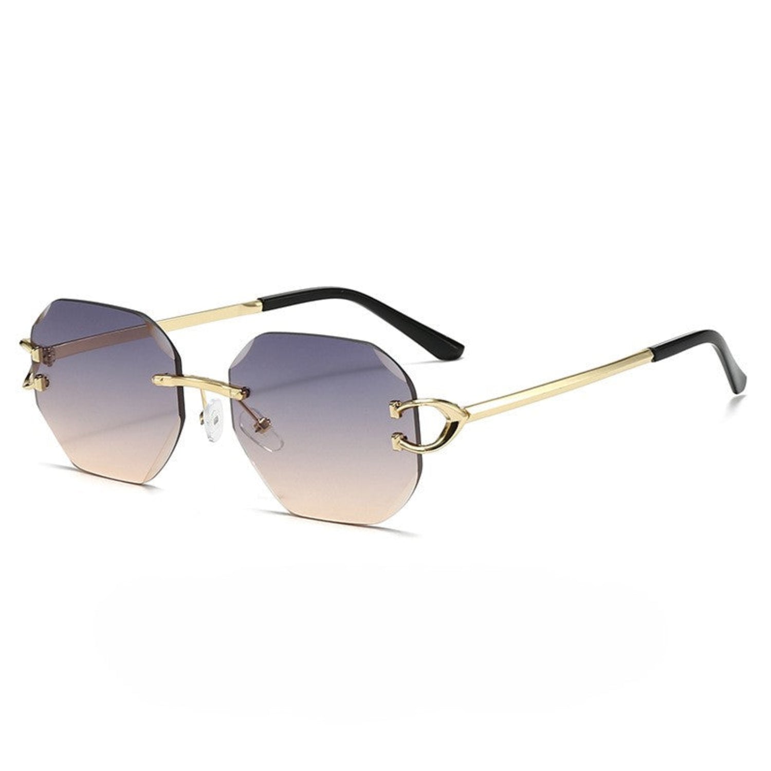 Gold Rimless Gray Gradient Sunglasses JLTG0326