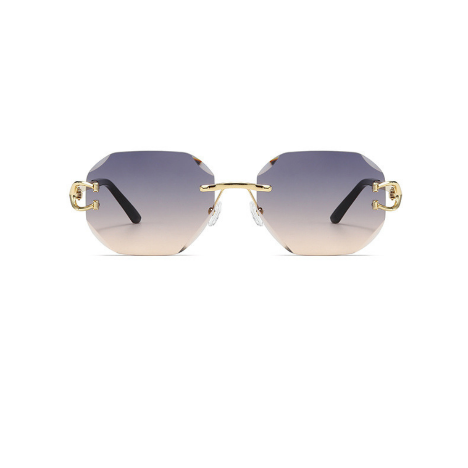 Gold Rimless Gray Gradient Sunglasses JLTG0326