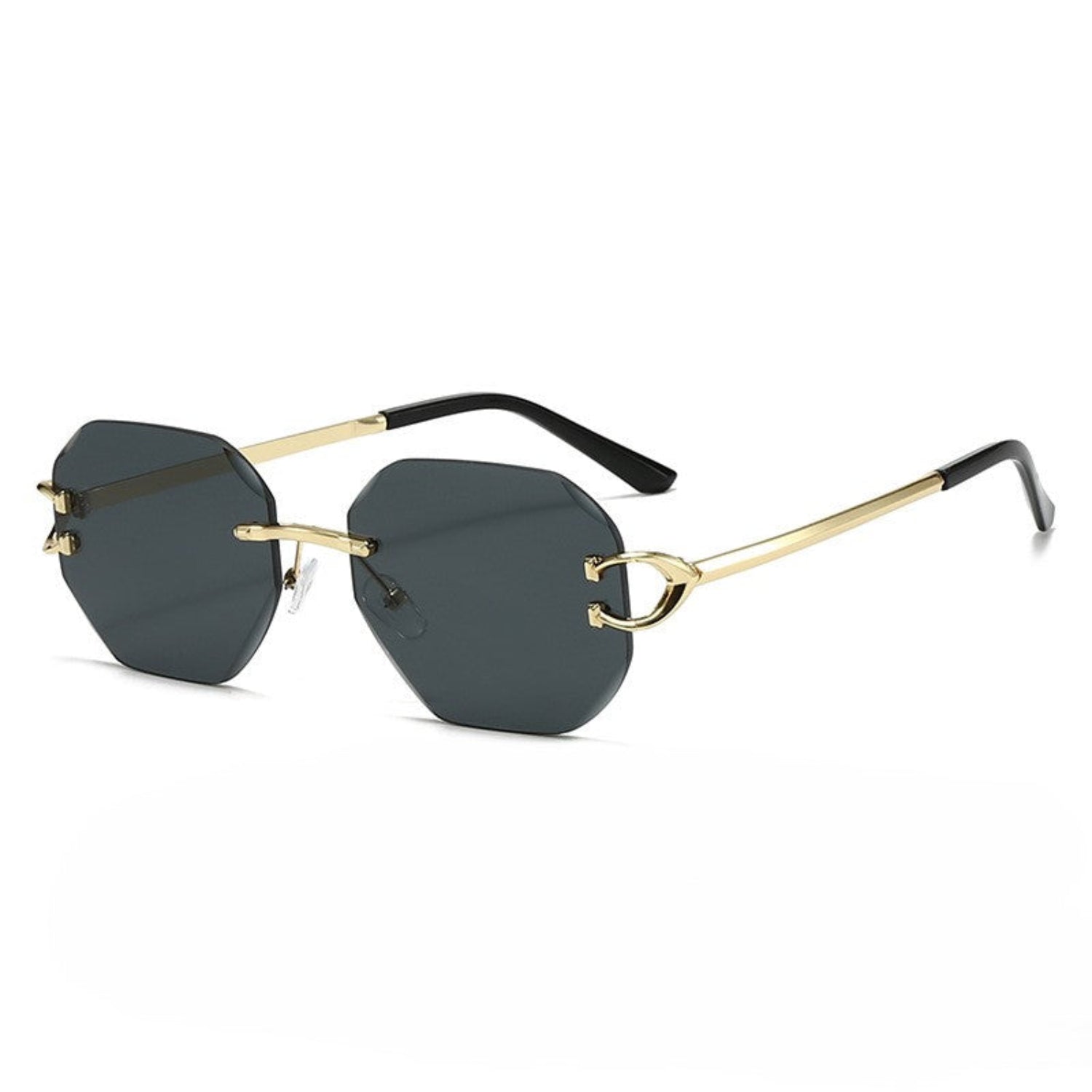 Gold Rimless Black Sunglasses JLTG0327