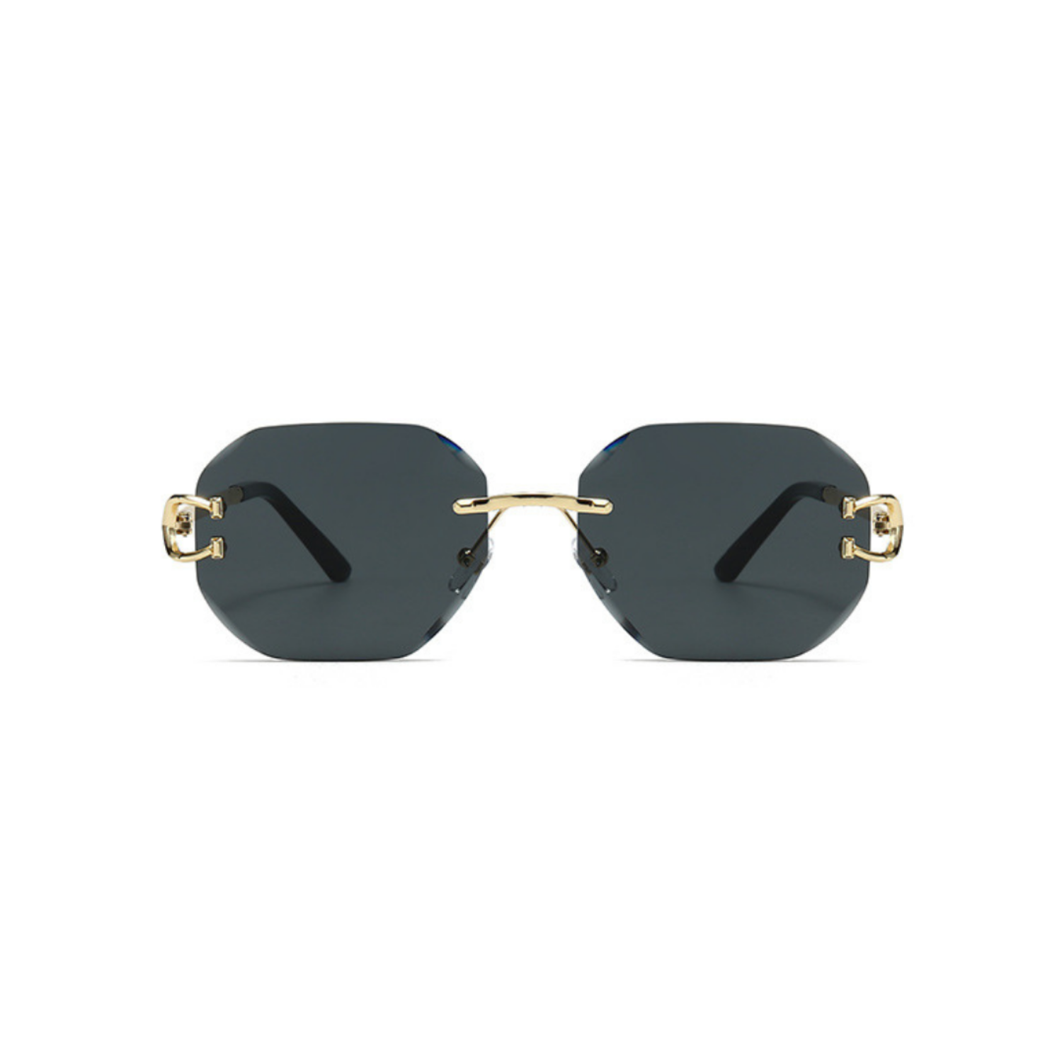 Gold Rimless Black Sunglasses JLTG0327