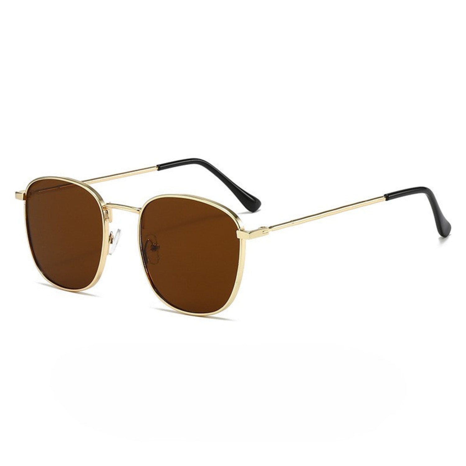 Gold Hexagon Frame Brown Sunglasses JLTG0331